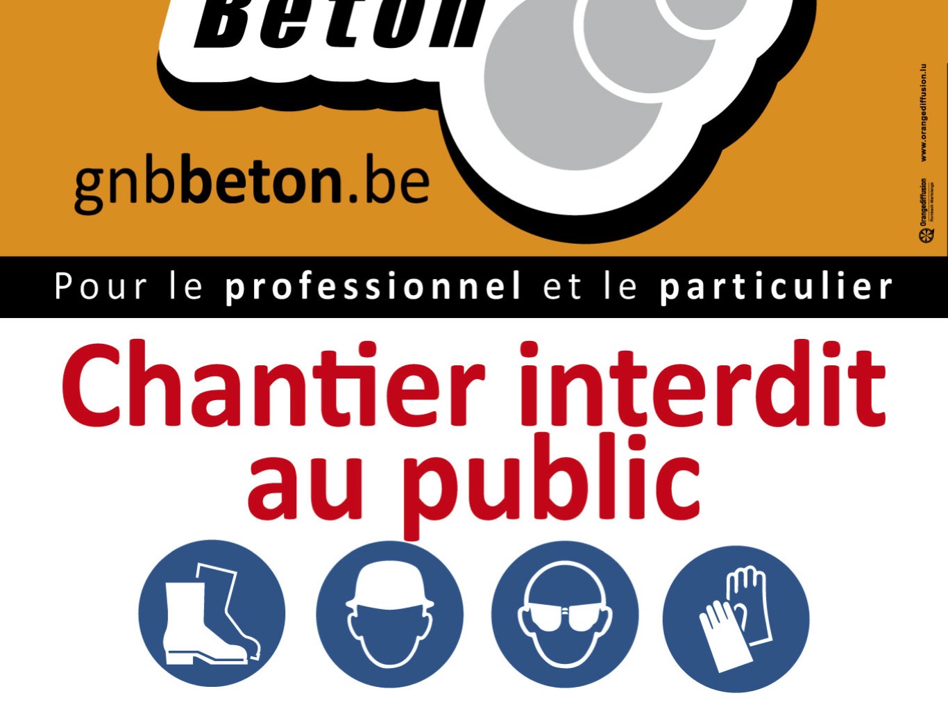1389 9835 GNB Béton Panneau de chantier format fini 48x68 cm 5 couleurs